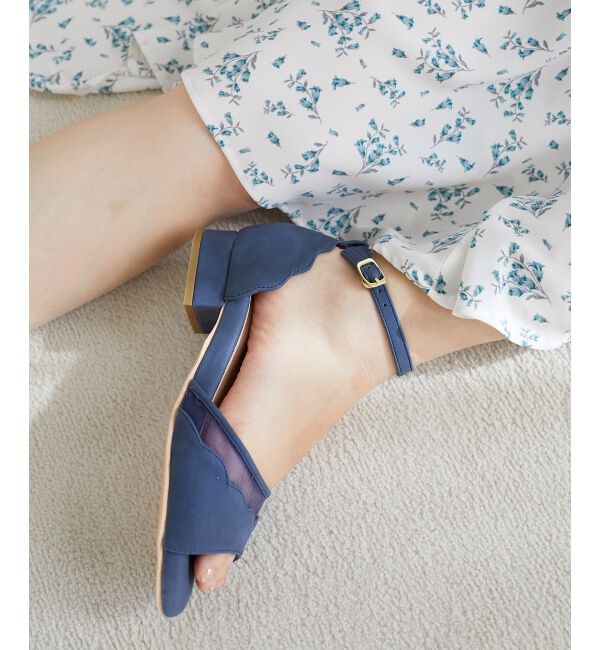  「スカラップローヒールサンダル」|サンダル|