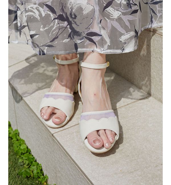  「スカラップローヒールサンダル」|サンダル|