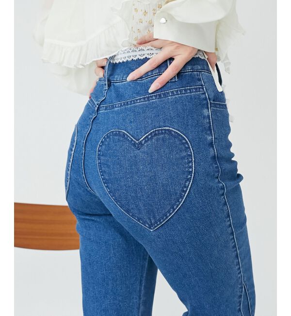  「ヒップハートフレアパンツ」|デニム|