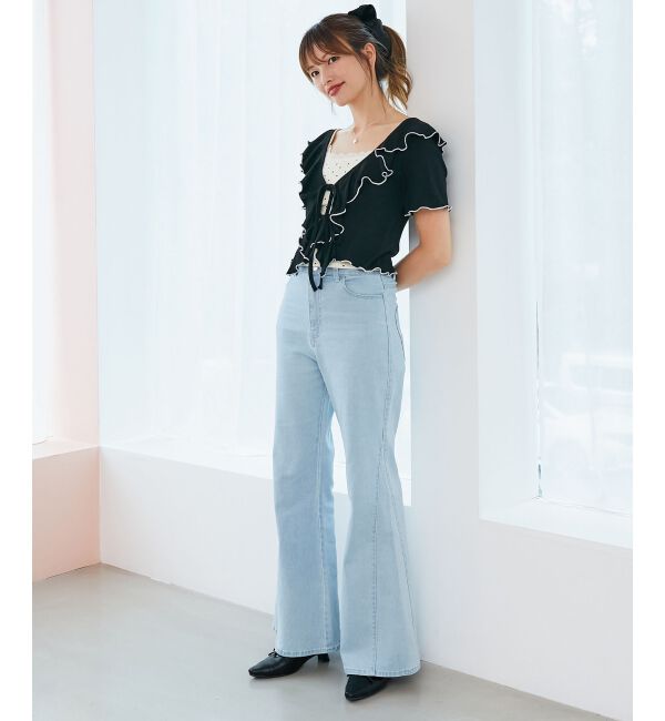  「ヒップハートフレアパンツ」|デニム|