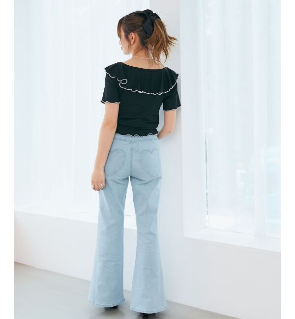  「ヒップハートフレアパンツ」|デニム|