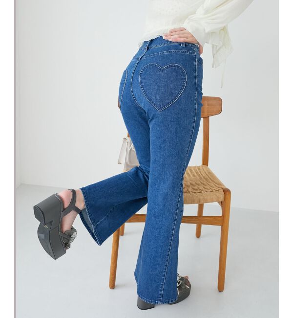  「ヒップハートフレアパンツ」|デニム|