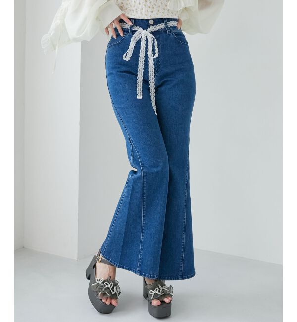  「ヒップハートフレアパンツ」|デニム|