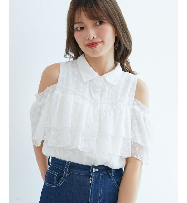  「肩開きフリルブラウス」|シャツ・ブラウス|