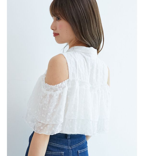  「肩開きフリルブラウス」|シャツ・ブラウス|