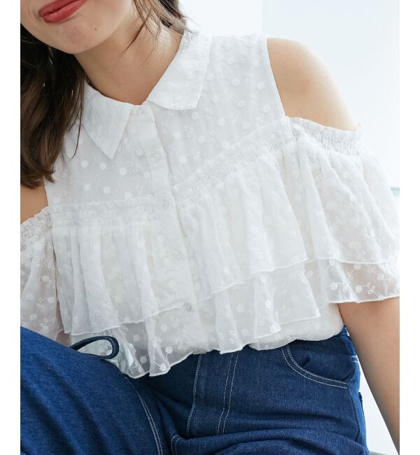  「肩開きフリルブラウス」|シャツ・ブラウス|