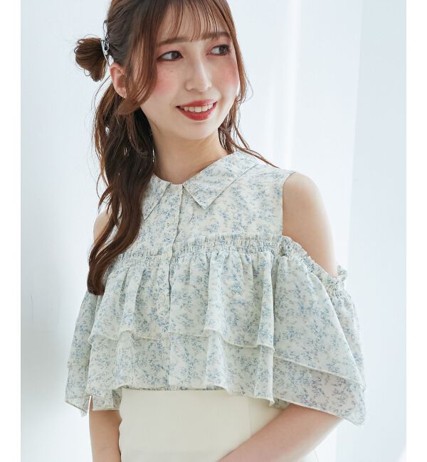 「肩開きフリルブラウス」|シャツ・ブラウス|
