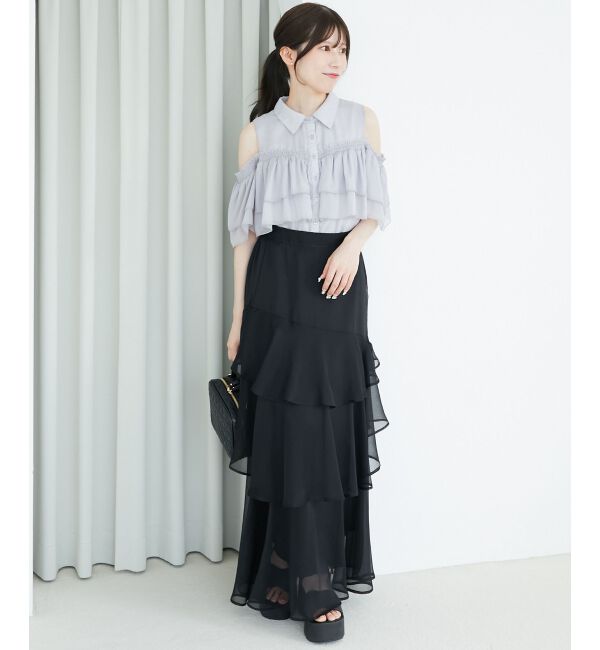  「肩開きフリルブラウス」|シャツ・ブラウス|