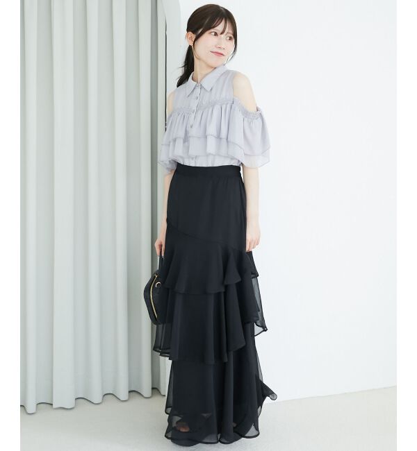  「肩開きフリルブラウス」|シャツ・ブラウス|