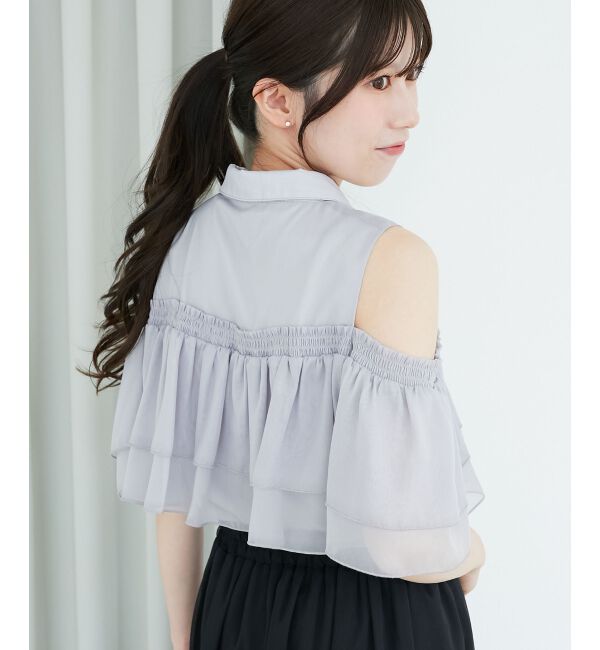  「肩開きフリルブラウス」|シャツ・ブラウス|