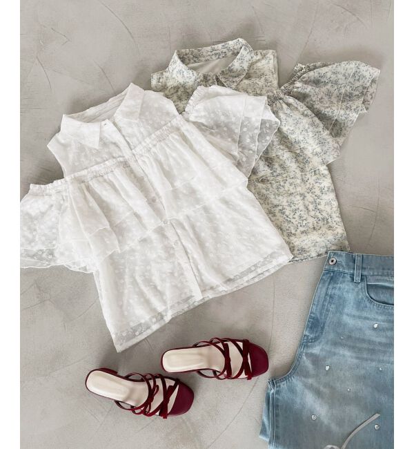  「肩開きフリルブラウス」|シャツ・ブラウス|