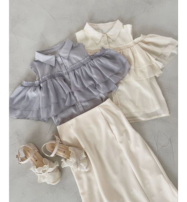  「肩開きフリルブラウス」|シャツ・ブラウス|