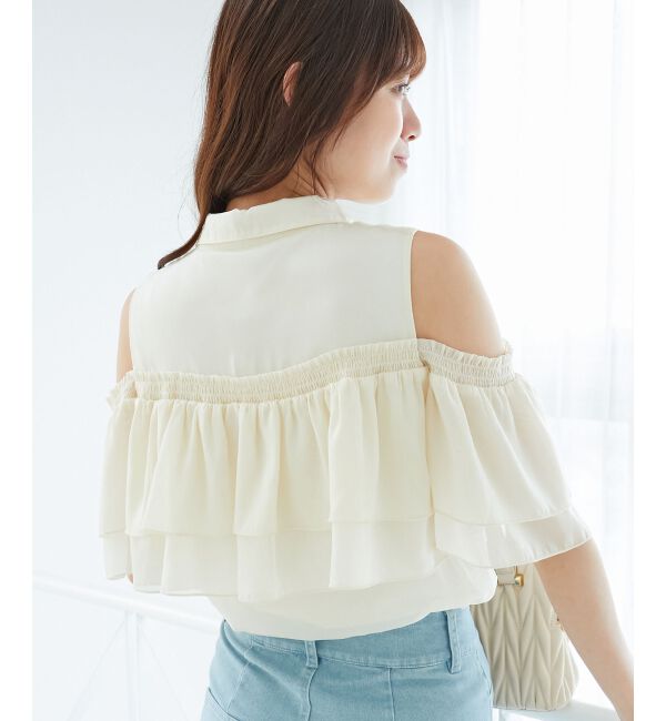  「肩開きフリルブラウス」|シャツ・ブラウス|