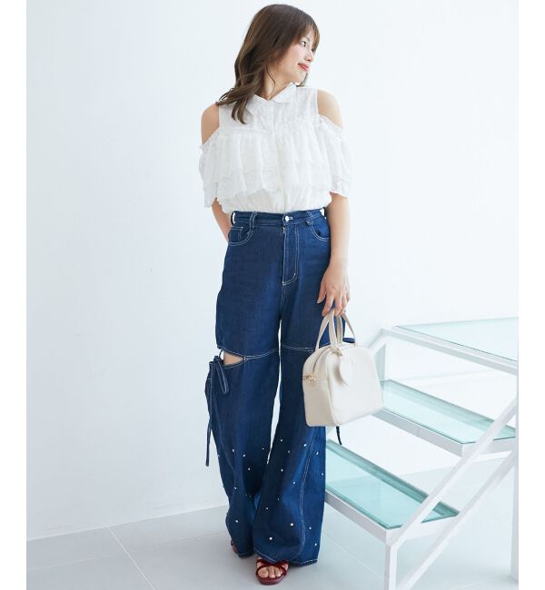  「肩開きフリルブラウス」|シャツ・ブラウス|