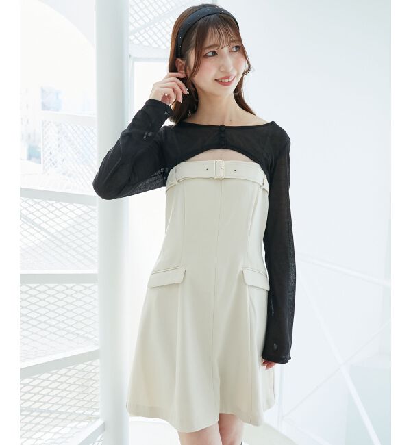  「デコルテオープンミニワンピセット」|ワンピース|