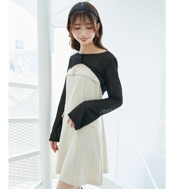  「デコルテオープンミニワンピセット」|ワンピース|