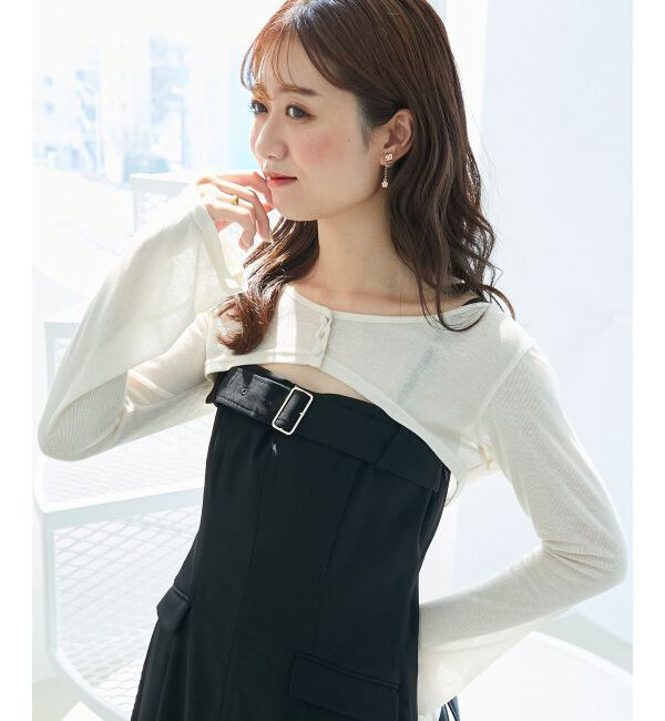  「デコルテオープンミニワンピセット」|ワンピース|ブラック