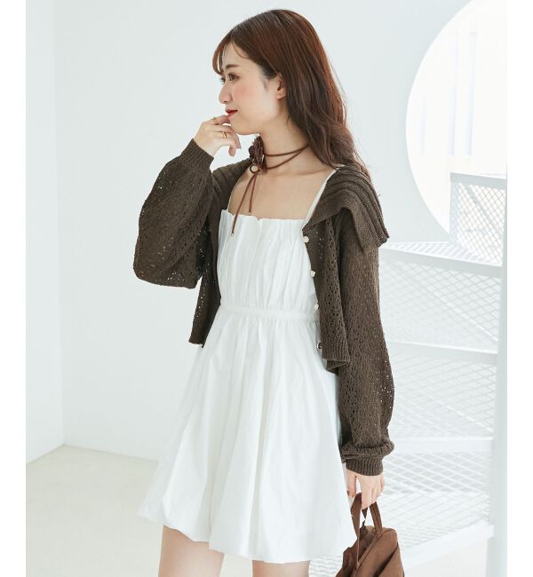  「カーデ&times;バルーンキャミワンピセット」|ワンピース|