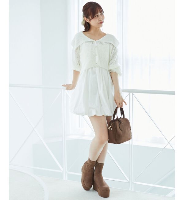  「カーデ&times;バルーンキャミワンピセット」|ワンピース|