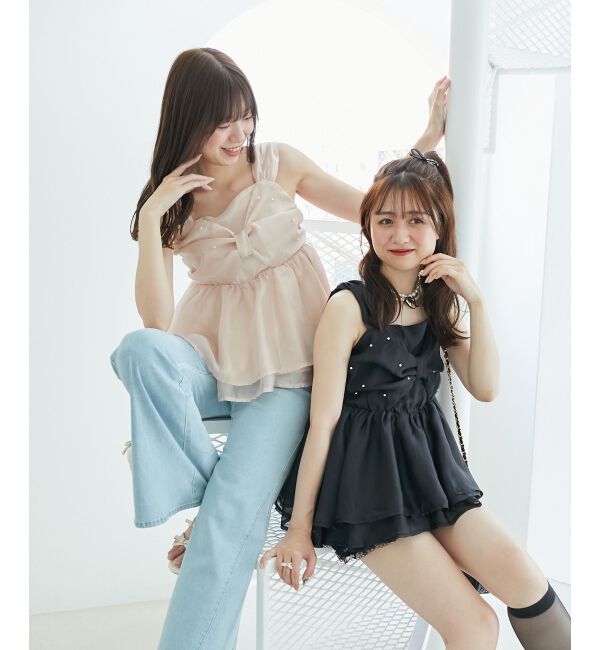  「キラキラビジューリボンビスチェ」|キャミソール|