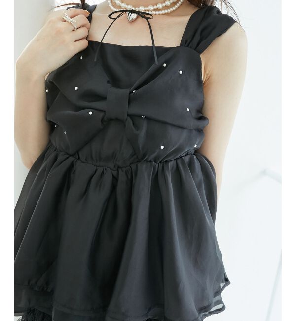  「キラキラビジューリボンビスチェ」|キャミソール|