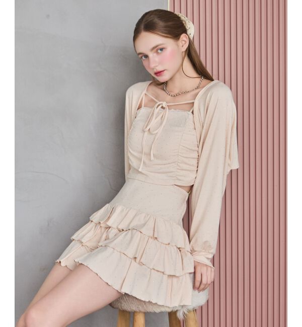  「ラインストーンティアードスカパン」|スカート|