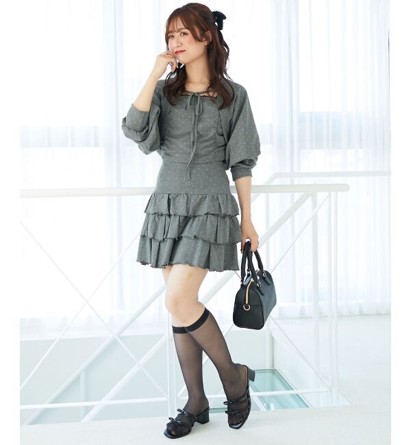  「ラインストーンティアードスカパン」|スカート|