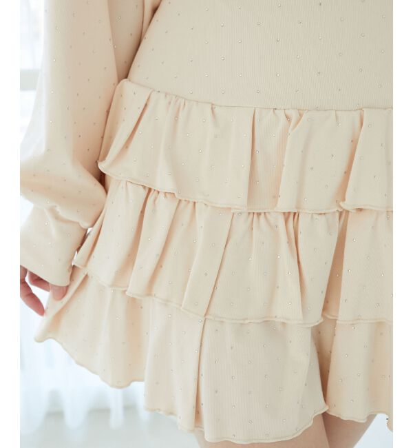  「ラインストーンティアードスカパン」|スカート|