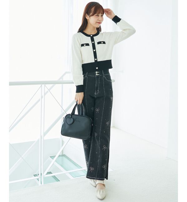  「バイカラーケーブルニットカーデ」|カーディガン|