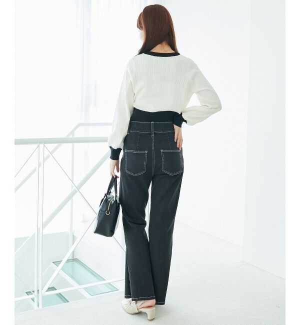  「バイカラーケーブルニットカーデ」|カーディガン|