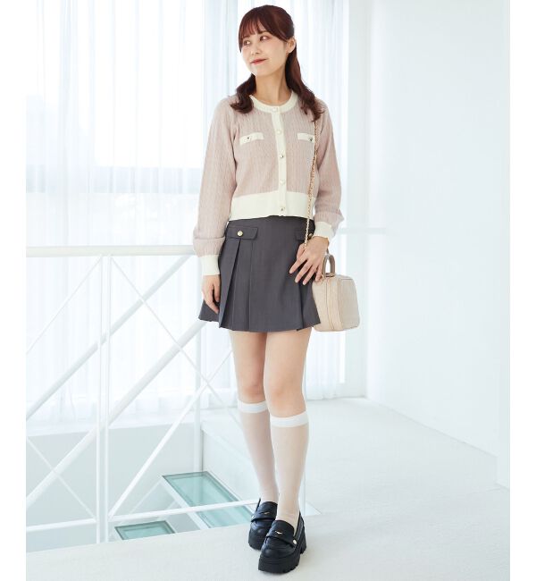  「バイカラーケーブルニットカーデ」|カーディガン|