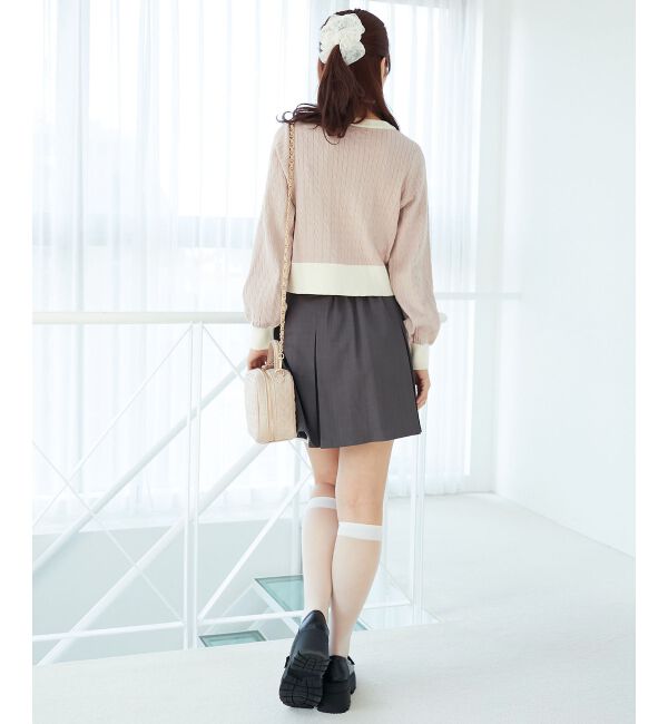  「バイカラーケーブルニットカーデ」|カーディガン|