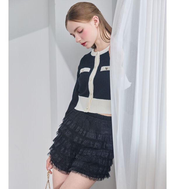  「バイカラーケーブルニットカーデ」|カーディガン|