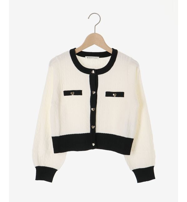  「バイカラーケーブルニットカーデ」|カーディガン|