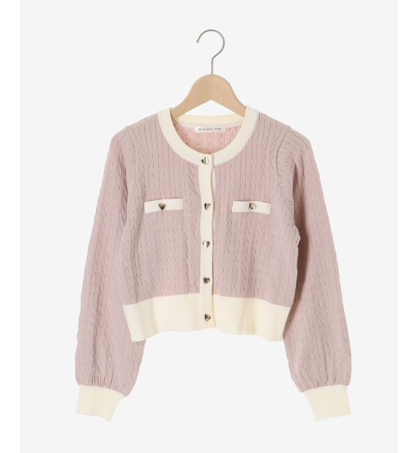  「バイカラーケーブルニットカーデ」|カーディガン|