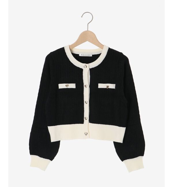  「バイカラーケーブルニットカーデ」|カーディガン|