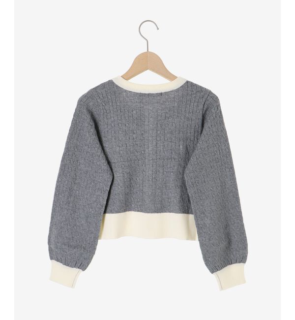  「バイカラーケーブルニットカーデ」|カーディガン|
