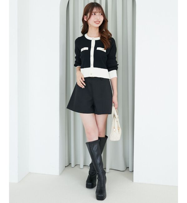  「バイカラーケーブルニットカーデ」|カーディガン|