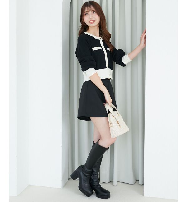  「バイカラーケーブルニットカーデ」|カーディガン|