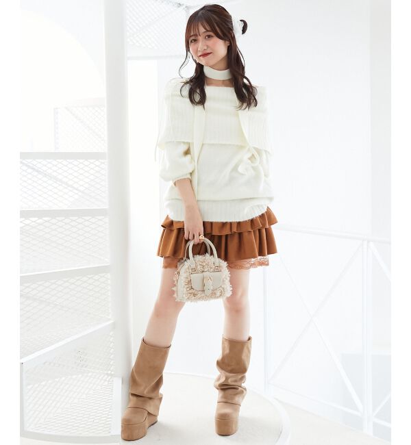  「チョーカー付きオフショルミニワンピ」|ワンピース|