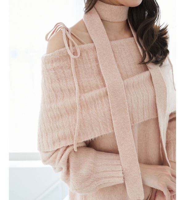  「チョーカー付きオフショルミニワンピ」|ワンピース|