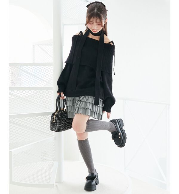  「チョーカー付きオフショルミニワンピ」|ワンピース|