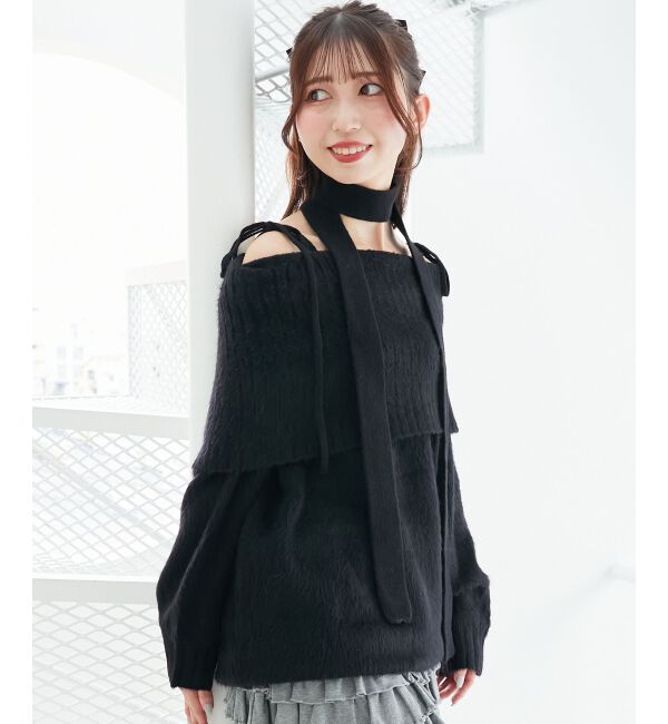  「チョーカー付きオフショルミニワンピ」|ワンピース|