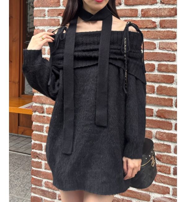  「チョーカー付きオフショルミニワンピ」|ワンピース|