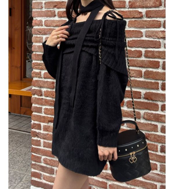  「チョーカー付きオフショルミニワンピ」|ワンピース|