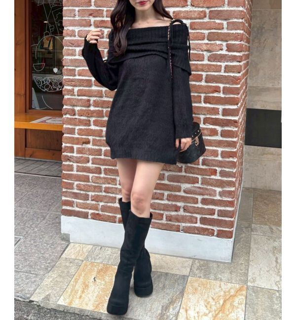  「チョーカー付きオフショルミニワンピ」|ワンピース|