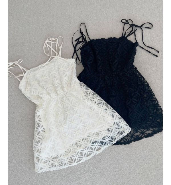  「フラワーチュールミニキャミワンピ」|ワンピース|