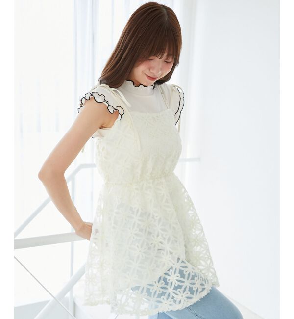  「フラワーチュールミニキャミワンピ」|ワンピース|