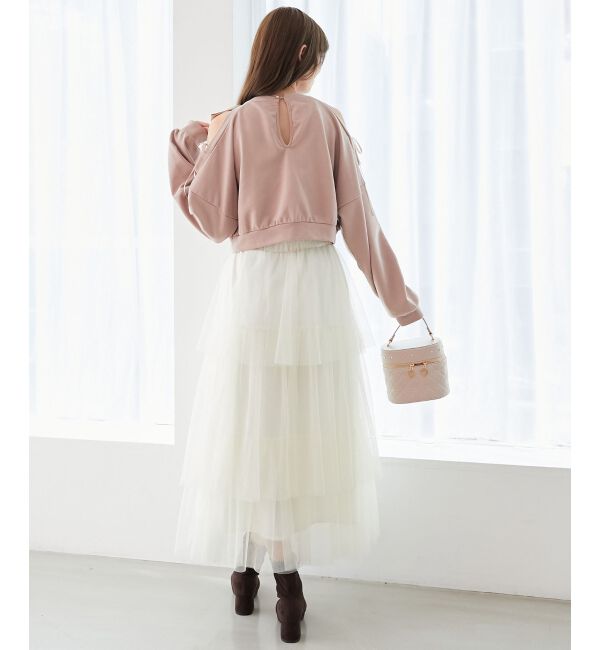  「オープンショルダーリボンスウェット」|スウェット・ジャージ|