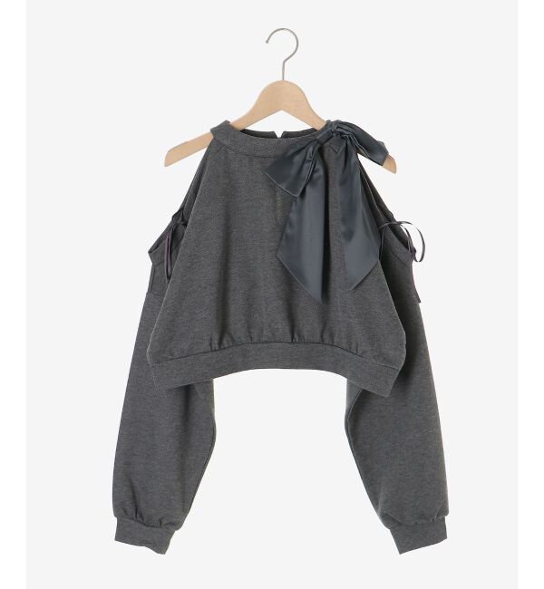  「オープンショルダーリボンスウェット」|スウェット・ジャージ|